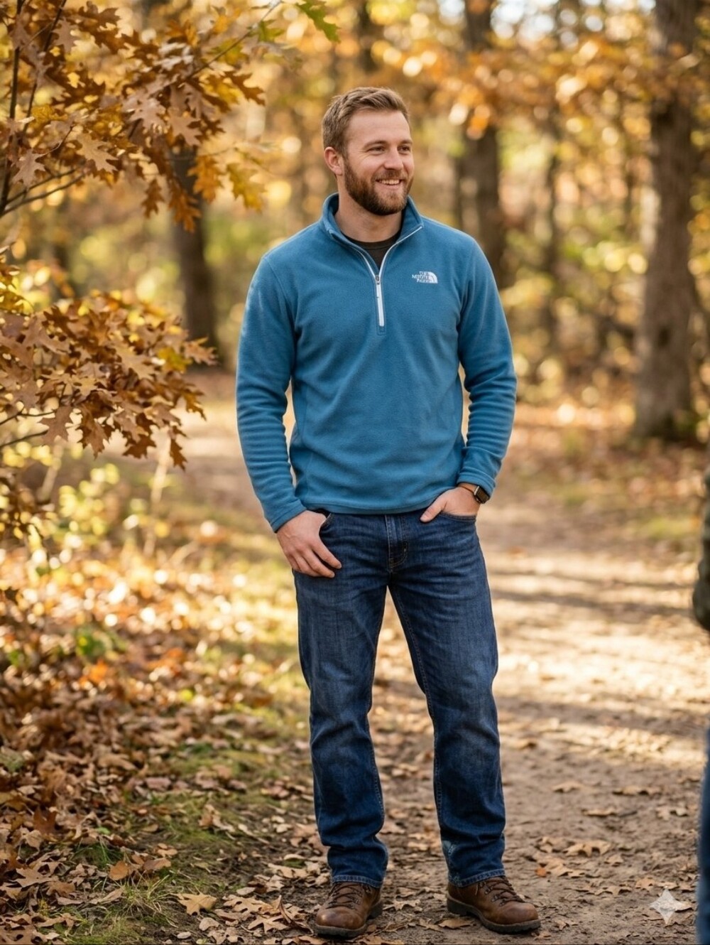 The North Face Men's Teal Blue Quarter-Zip Fleece Pullover